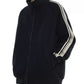 Men's Plus Size Striped Sleeve Zip-Up Sweatshirt - Farnelli