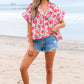 Zoya Floral Ruffled Short Sleeve Blouse - Farnelli