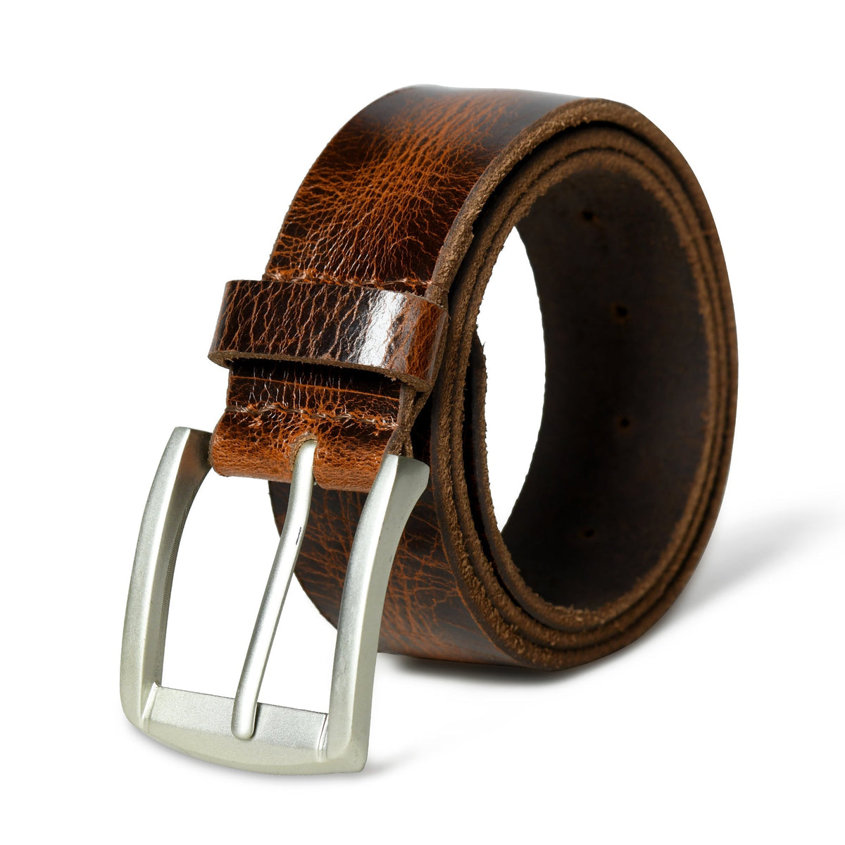 Wildwood leather belt from Classy Leather Bags featuring a smooth brown leather strap and classic buckle.