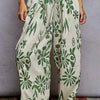 POL Floral Printed Woven Wide Leg Drawstring Pants - IVORY/GREEN FLORA
