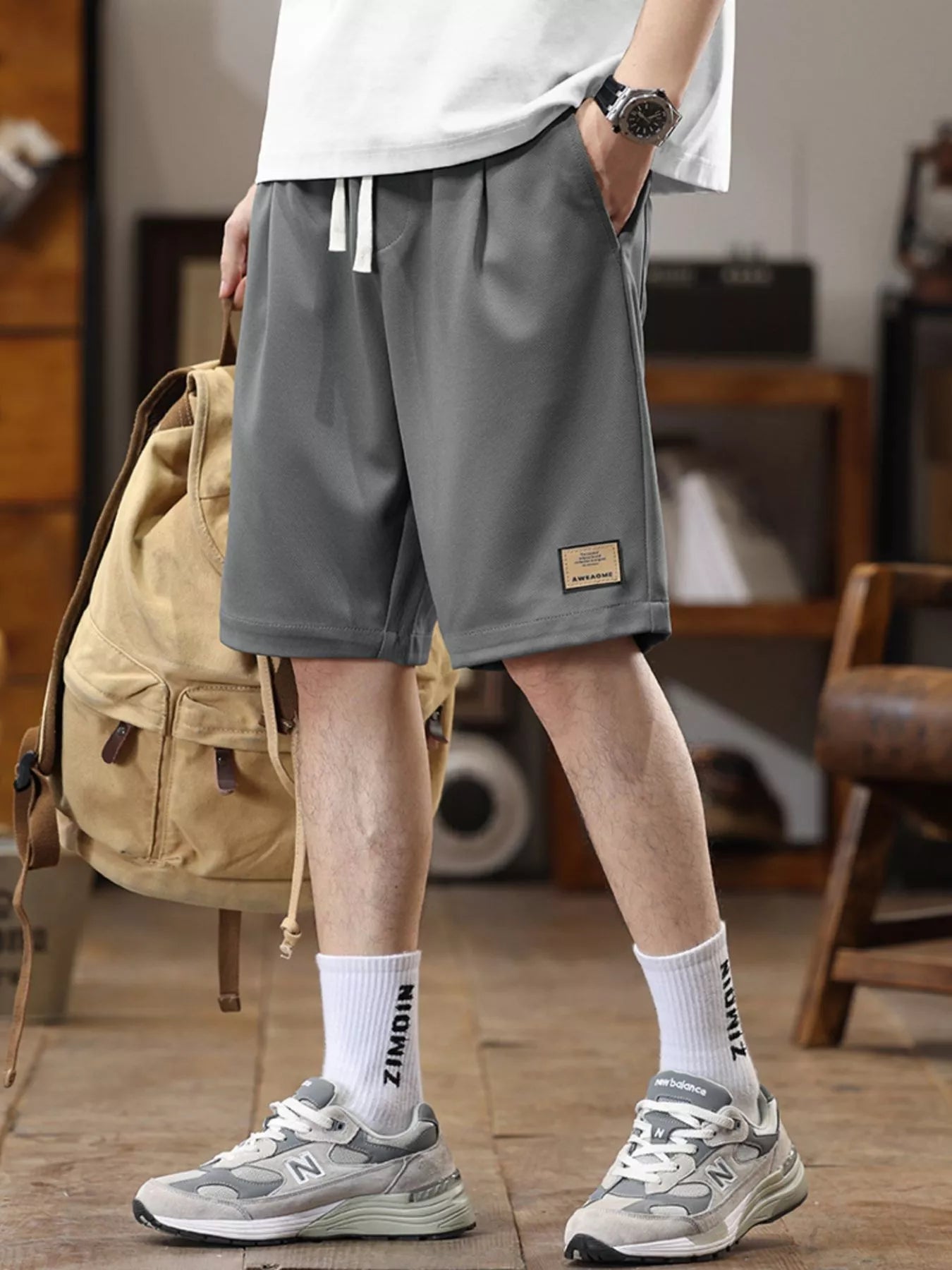 Men's Plus Size Casual Loose-Fit Drawstring Shorts - Farnelli
