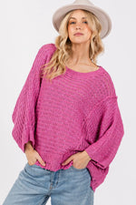 SAGE + FIG Distressed Asymmetrical Open Stitch Sweater - Farnelli