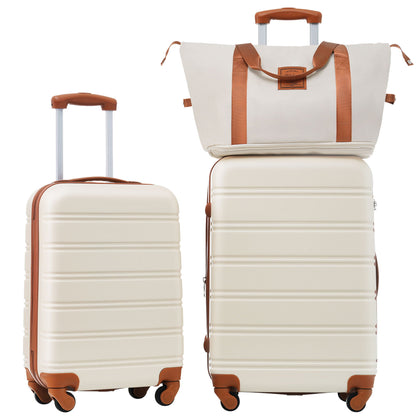 HouseOfZazla hardshell luggage set with spinner wheels and TSA lock in black, white, or pink