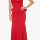 Juliet 645 Fit and Flare Evening Gown Cut Out Back with Ruffles