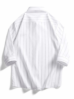Men's Plus Size Striped Button-Down Casual Shirt - Farnelli