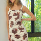 BiBi Cow Print Elastic Shoulder Strap Dress - Farnelli