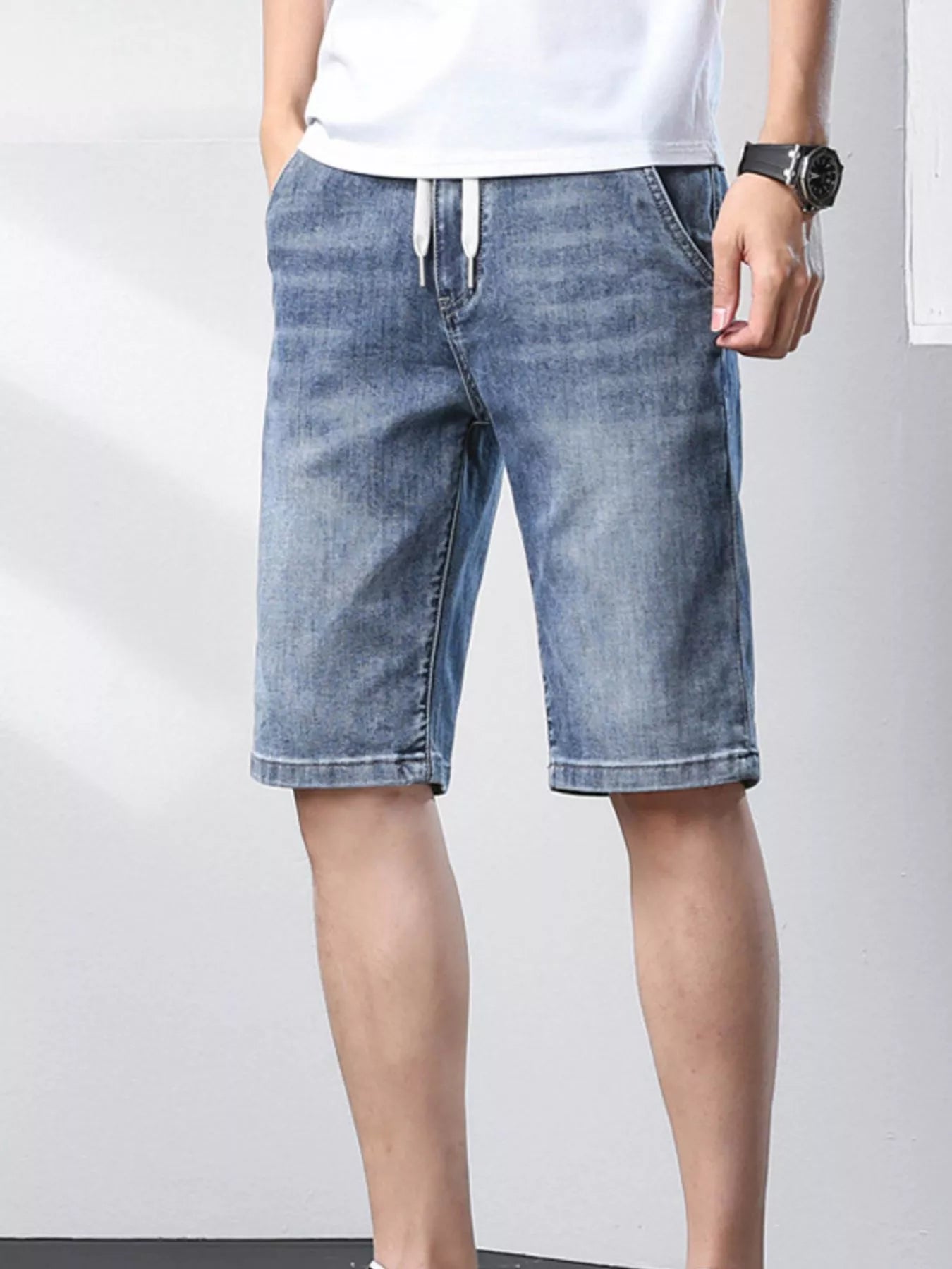 Men's Casual Drawstring Denim Shorts - Farnelli
