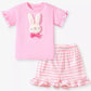Children's Cute Bunny Applique Ruffle Trim Set - Farnelli