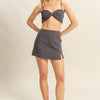 HYFVE Ruched Bra Top and Mini Skirt Set - CHARCOAL