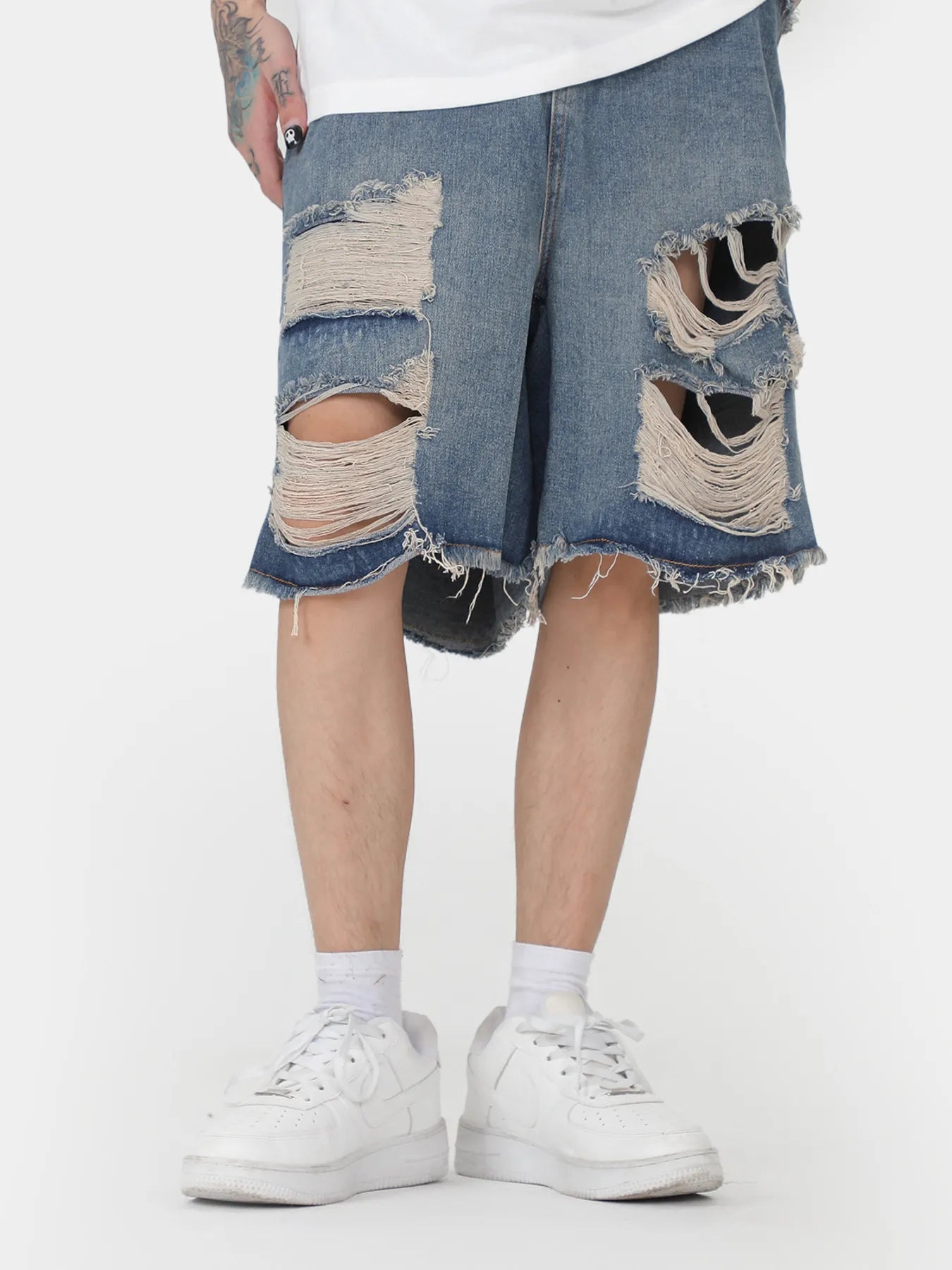 Men's Distressed Denim Shorts - Farnelli