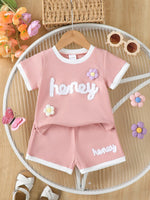 Children's Honey Flower Waffle Knit Tee and Shorts Set - Farnelli