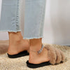 Open Toe Platform Slippers - Khaki