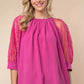 White Birch Round Neck Lace Half Sleeve Blouse - Farnelli