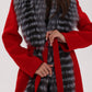 Genuine Silver Fox Virgin Wool Wrap Coat in Red