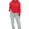 Studded Light Demi-Season Hooded Cropped Jacket in Red - Red