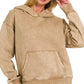 Zenana Fleece Acid Wash Kangaroo Pocket Hoodie - Farnelli