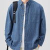 Men's Plus Size Button Up Long Sleeve Shirt - Blue