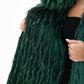 Reversible Genuine Silver Fox  Down Fill Coat in Emerald