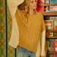 BiBi Cable Knit With Hacci Combo Sweater With Uneven Hem Detail - Farnelli