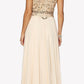 Juliet 657 Cap Sleeves Beaded Bodice A-line Long Dress