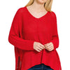 Zenana Dolman Sleeve V-Neck Sweater - RUBY