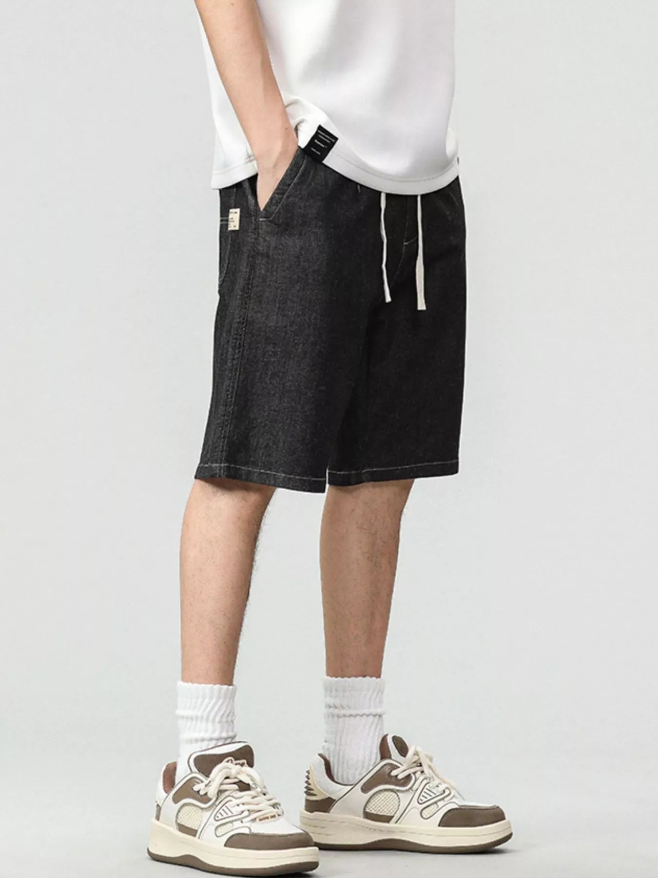 Men's Plus Size Drawstring Denim Shorts - Farnelli
