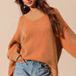 SO ME Oversized Two Tone Textured V Neck Sweater - Farnelli