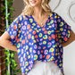 First Love Printed V-Neck Short Sleeve Blouse - Farnelli