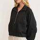 Umgee Full Size Half Zip Cropped Sweatshirt Plus Size - Farnelli
