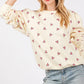 SAGE + FIG Heart Printed Contrast Long Sleeve Sweatshirt - Farnelli
