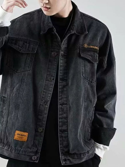 Men's Plus Size Button Up Denim Jacket - Farnelli