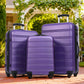 HouseOfZazla 3-piece hardside spinner luggage set in blue, purple, pink, and beige with TSA locks