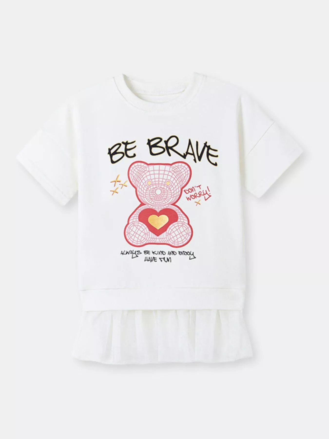 Children's Bear Graphic Short Sleeve Sweatshirt Dress - Farnelli
