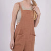 VERY J Sleeveless Double Gauze Overalls with Pockets - Mocha