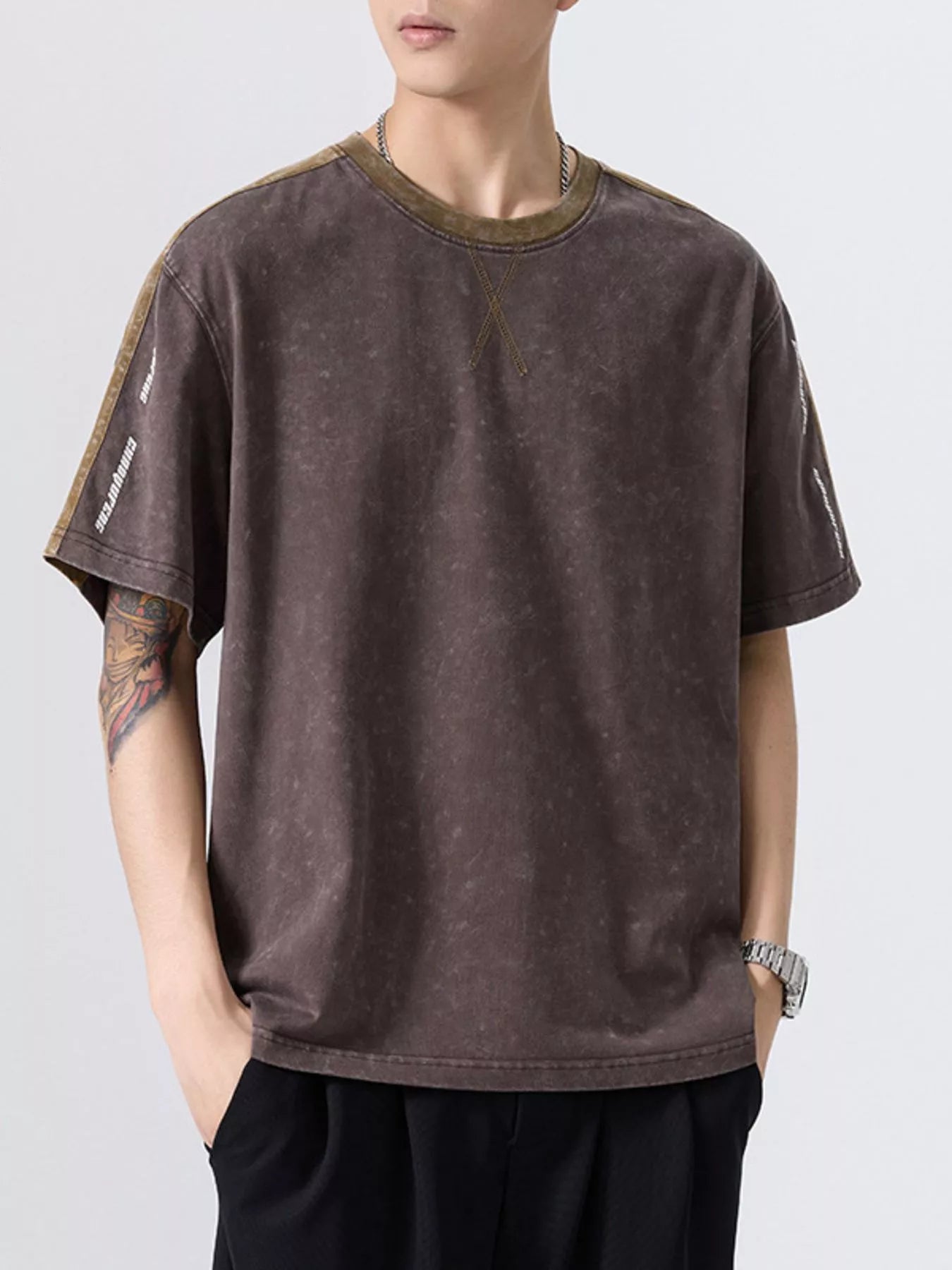 Men's Plus Size Round Neck Short Sleeve T-Shirt - Farnelli