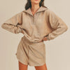 MABLE Corduroy Half Zip Top and Shorts Set - Taupe