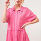 And The Why Full Size Raw Edge Washed Tiered Shirt Dress - Farnelli