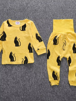 Children's Cute Cat Print Long Sleeve Top and Pants Set - Farnelli