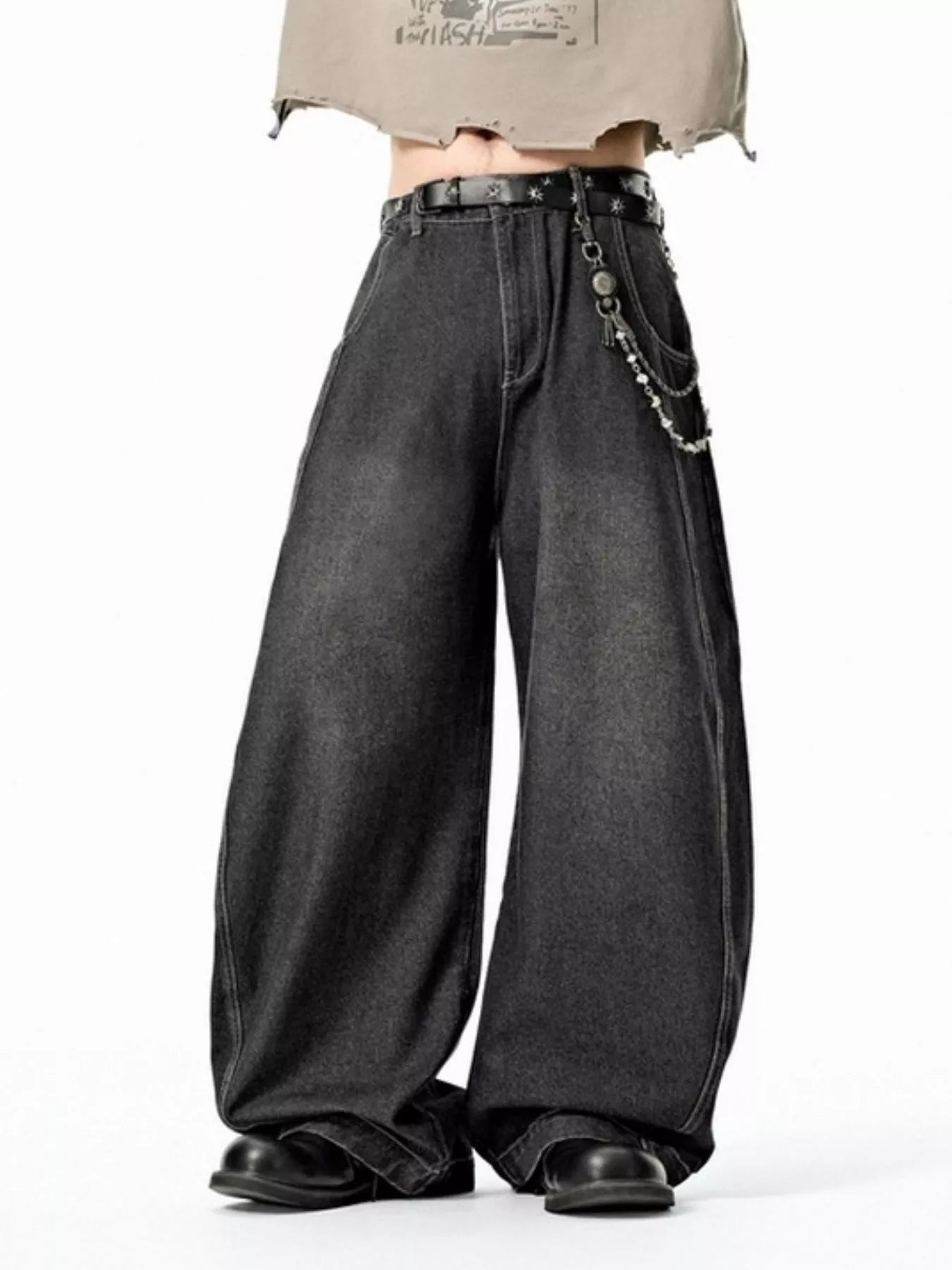 Men's Washed Wide Leg Jeans - Farnelli