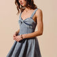 SO ME Mineral Washed Bow Ribbon Denim Flare Dress - Farnelli