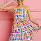 BiBi Multi Colors Plaid Sleeveless Sun Dress - Farnelli