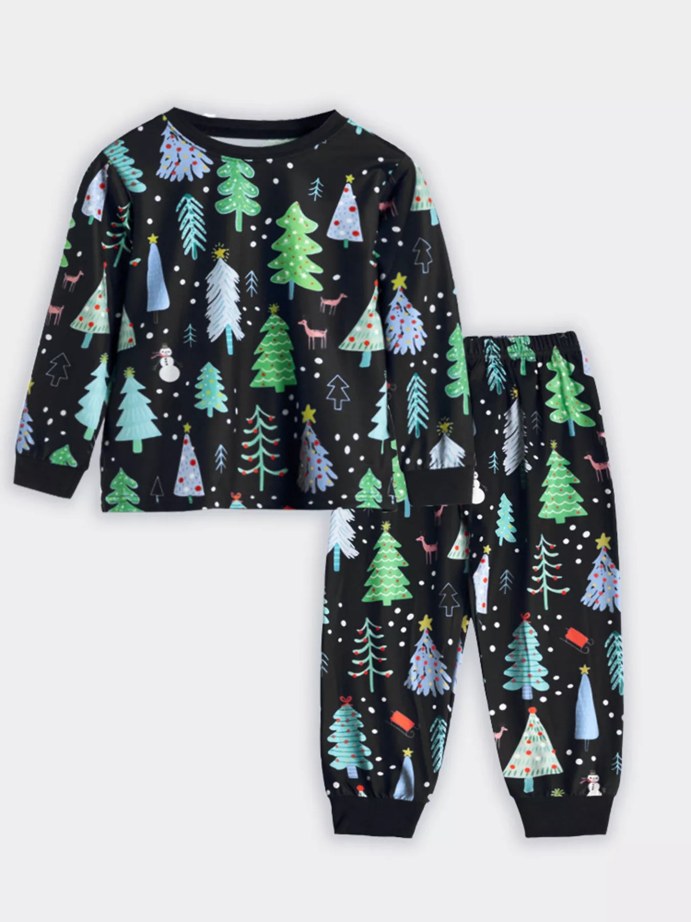 Children's Christmas Tree Print Pajama Set - Farnelli