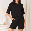 Basic Bae Full Size Soft Rayon Half Sleeve Top and Shorts Set - Black