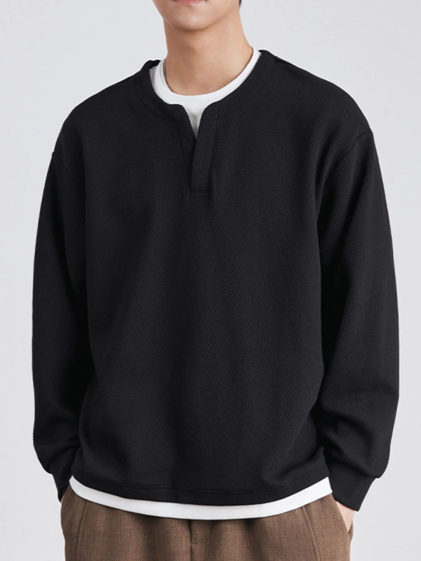 Men's Plus Round Neck Long Sleeve Sweatshirt - Farnelli