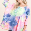 BiBi Tie Dye Print Low Gauge Knit Top - BLUE/N.YELLOW
