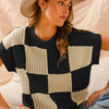 SO ME Check Plaid Casual Sweater Top - OATMEAL/BLACK