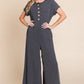 BOMBOM Rib Knit Jumpsuit with Button Detail - Farnelli