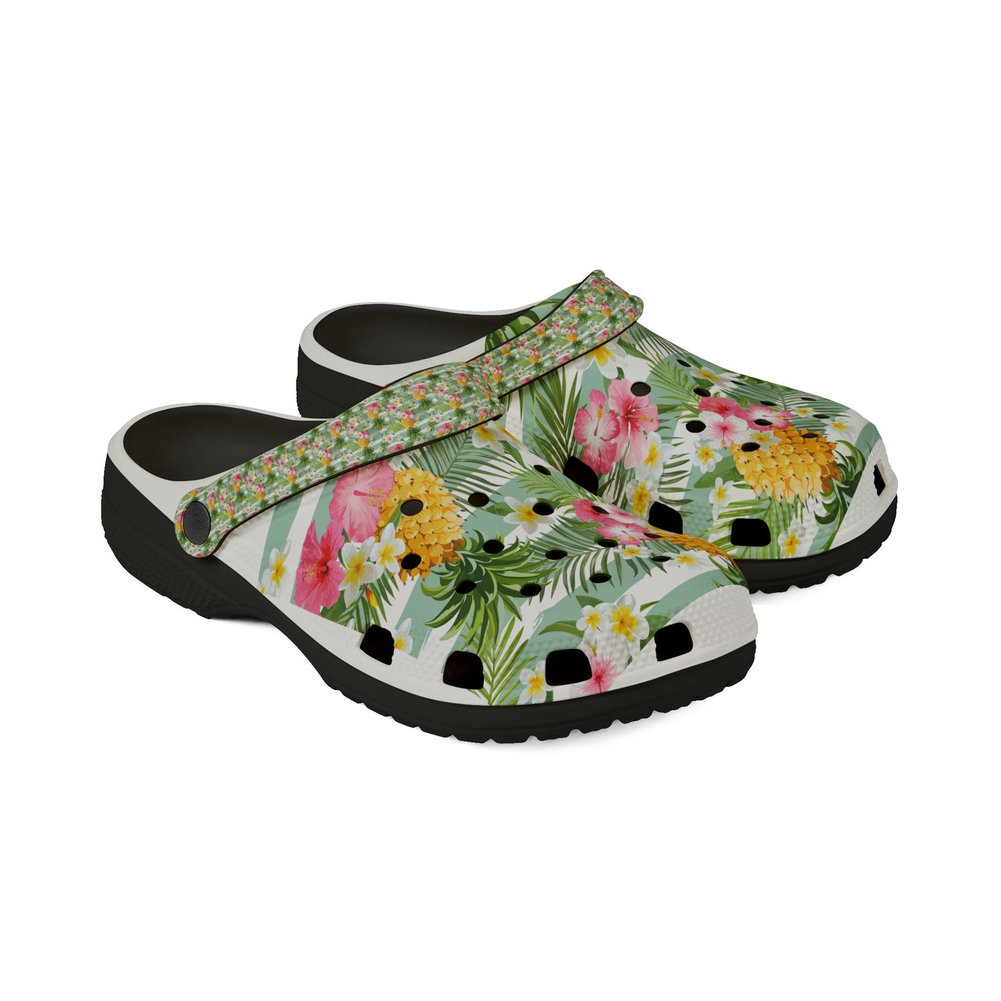 Tropical Print EVA Foam Rubber Shoes, Comfortable Summer Footwear, Beach Sandals, Garden Clogs, Casual Outdoor Shoes