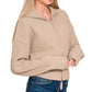 Zenana Ribbed Collared Zip Up Sweater Cardigan - Farnelli