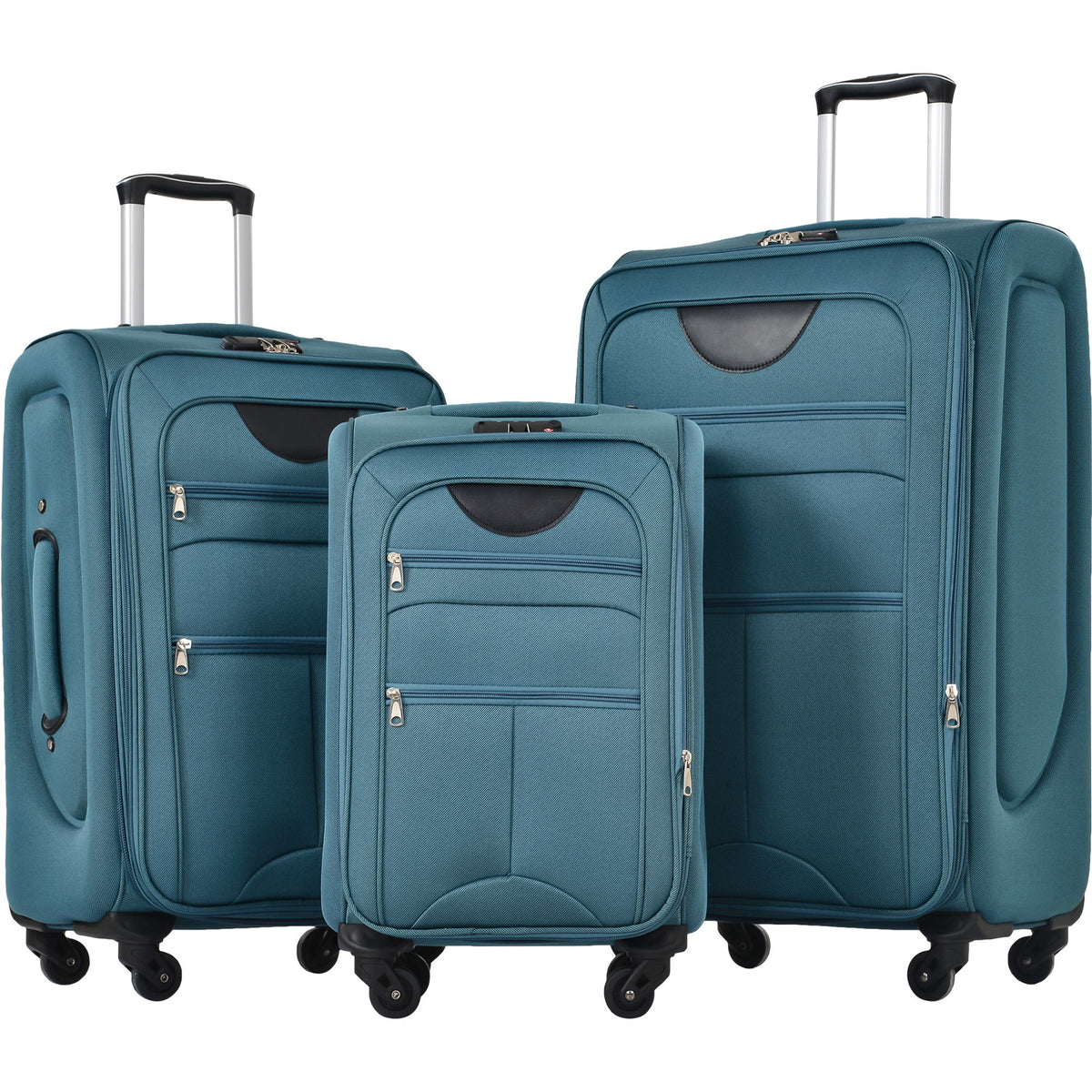HouseOfZazla expandable softside luggage 3-piece set with spinner wheels in multiple colors